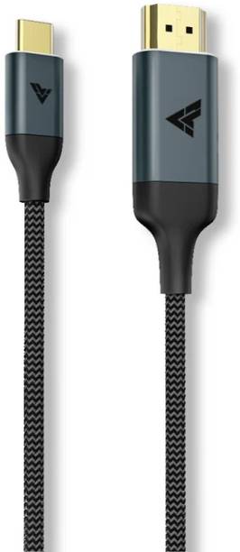 Vaku Luxos HDMI Cable 2 m Aluminum Braided Type C to HDMI Cable, USB C to HDMI Converter 4K@60Hz Ultra HD, Thunderbolt 3/4