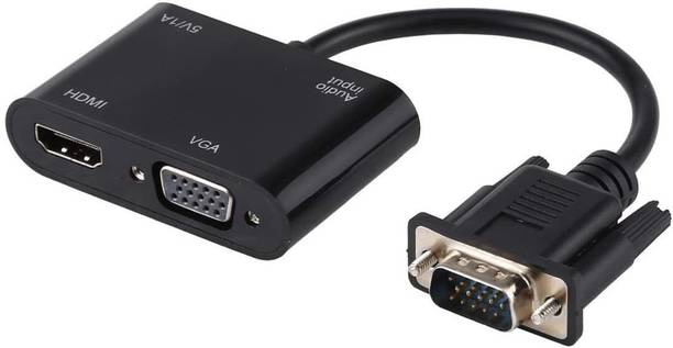 RyzCare VGA to HDMI VGA Adapter, 1080P VGA Splitter (1 in 2 Out) with 3.5mm Audio Cable Gaming Adapter