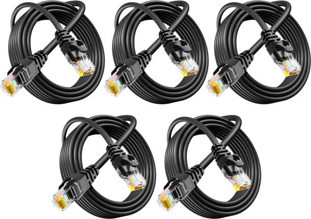 SYGA LAN Cable 1 m LAN Cable 1m RJ45 Cat6 Ethernet High Speed Internet Cable-Pack of 5 (Black)