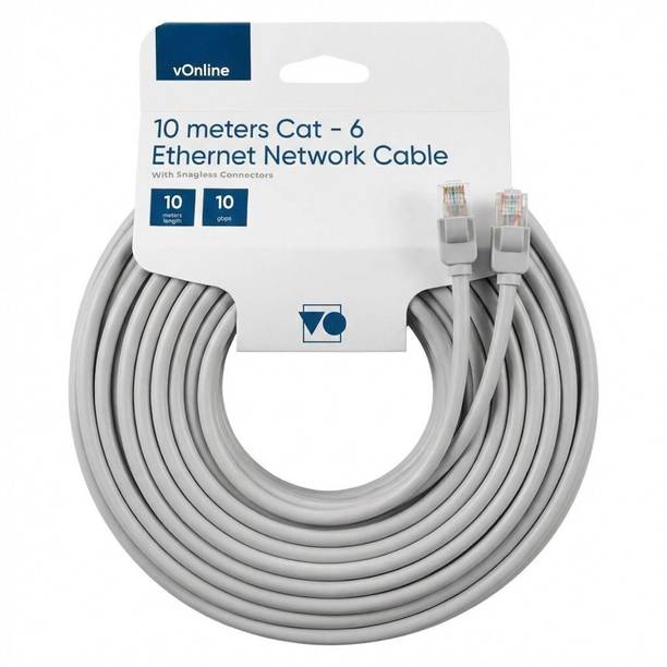 vOnline LAN Cable 10 m - 10Gbps patch Cable Internet Network | CAT6
