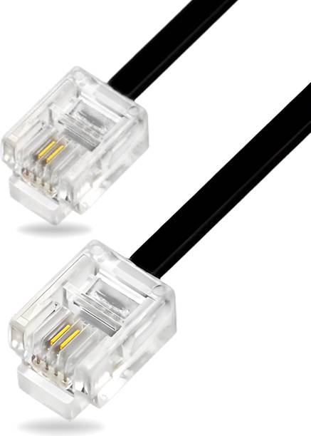 Octec LAN Cable 5 m -Meter 2 Core RJ11 to RJ11 Flat Telephone Cable | Durable Transparent Crystal Head