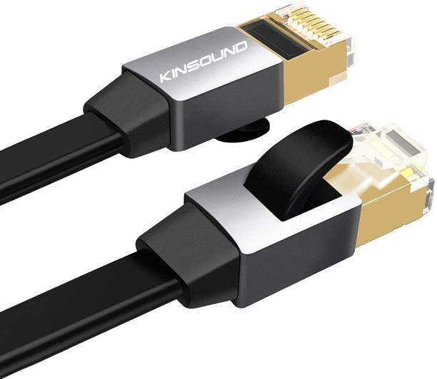 Kinsound LAN Cable 2 m LAN Cable, Cat7 Ethernet Cable 10 Gigabit 600MHZ Durable Aluminum Case RJ45 Patch/LAN Network Cable for Gaming, TV, Modem, Router, LAN ADSL