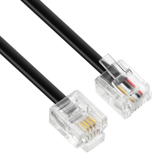 Octec LAN Cable 5 m m 4-Core RJ11 LAN Cable Flat Telephone Line Durable Transparent Crystal Head for Office Home Hotel Conference Wiring