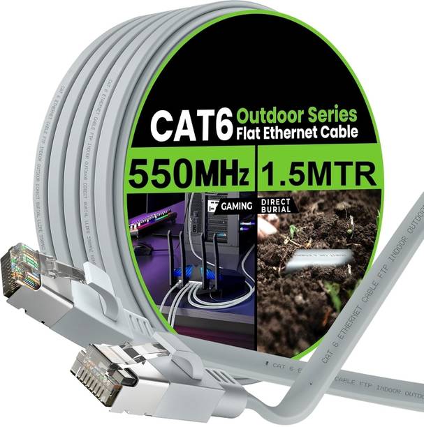 TIZOQ LAN Cable 1.5 m Cat6 Ethernet Cable, 1.5 Meter High Speed 300 Mbps Speed UTP LAN Cable Network Cable Internet Cable RJ45 Cable LAN Wire, Patch Computer Cord Gigabit Category 6 Wires for Modem Router