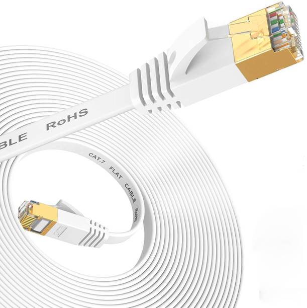 Etzin LAN Cable 5 m Cat7 Ethernet Cable, Pure Copper Flat RJ45 LAN Cable Cable 10 Gigabit 600MHZ Patch Network Cable Internet Cable RJ45 Wire Cord to Computer for Gaming