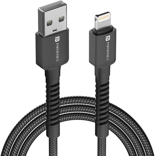 Portronics Lightning Cable 3 A 2 m Konnect X Nylon Braided Fast Charging and Data Sync
