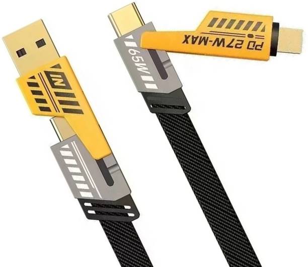 Chaebol Lightning Cable 1 m 4 in 1 cable Fast Charging Quad Mode Duo Tone Metal Nylon Braided Flat Grey all in 1 combo 60W Cord USB A to Light_ning, USB to Type C to iph & Type C to C car adapter Multi Charger
