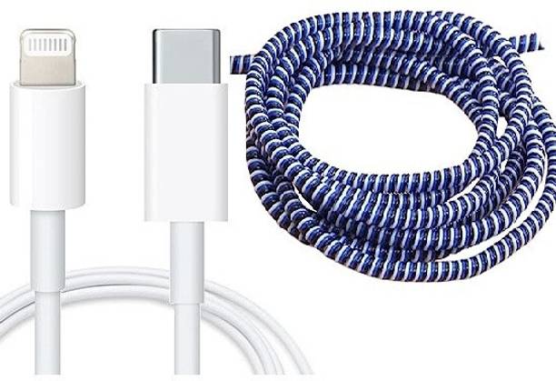 JAZX Lightning Cable 1 m Lightning Cable 1 m USB-C With Spiral Triple Cable protector