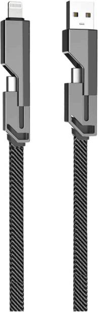 RoarX Lightning Cable 6 A 1 m Original quality lightning cable 4 in 1 60 Watt Fast Charging Cable Compatible for-iPhone & Android with MFI Certified (1 Meter)