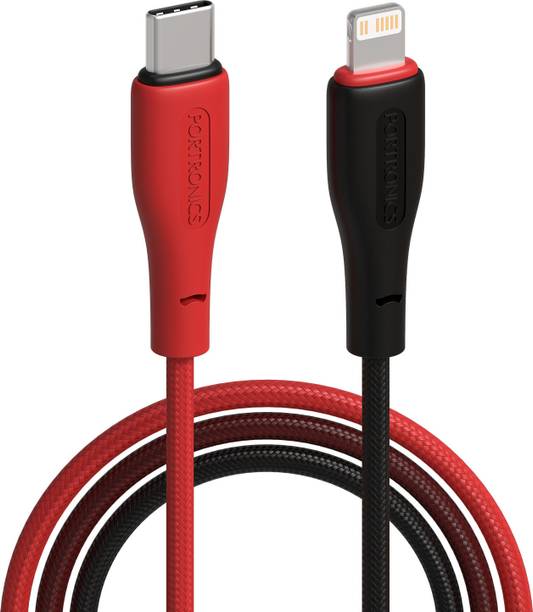 Portronics Lightning Cable 3 A 1 m Hue X 60W Dual Tone Colour Fast Charging Cable 480Mbps Data Sync, Premium Braided Cable