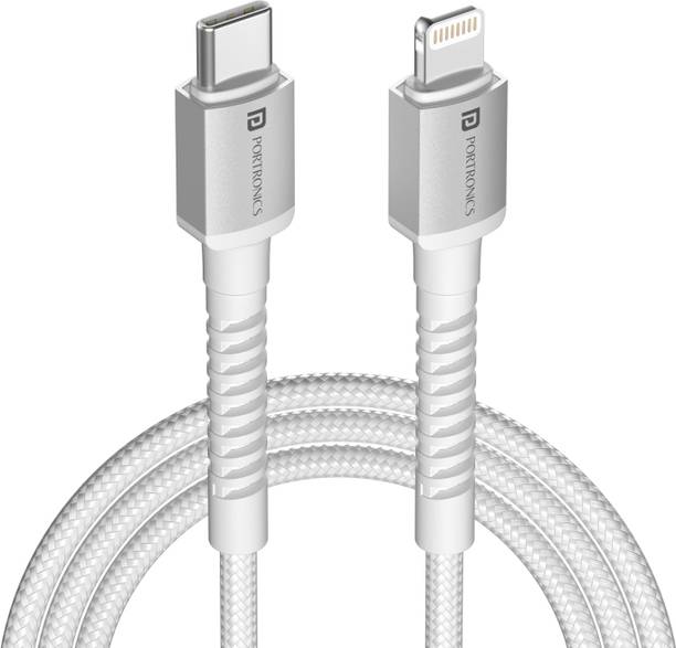 Portronics Lightning Cable 3 A 2 m Konnect X Type C to 8 PIN Cable 27W Fast Charging Cable with Data Transfer