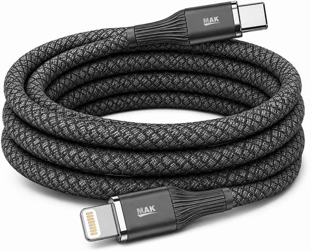 MAK Lightning Cable 3 A 1 m Braided Premium Type C to Lightning Braided Charging Cable