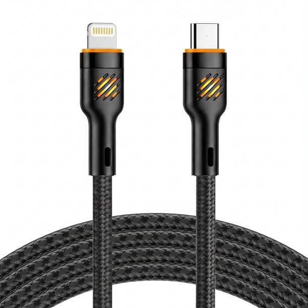 SB Lightning Cable 1 m Aluminum Foil Shielding with Braided Copper Protection Layer 27W Type-C to Lightning PD Fast Charging Cable | Power Delivery 3.0 | LED Nylon Braided Cable | 0-50% in 30 Minutes | Supports Lightning Enabled Smartphones