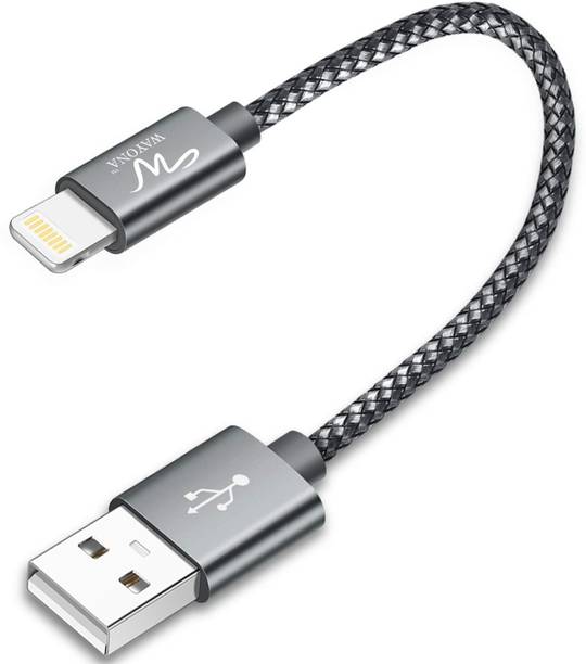 Wayona Lightning Cable 3 A 0.25 m Nylon Braided USB to Lightning Data Sync and Fast Charging 3A Short Power Bank Cable For iPhone 14, 13, 12, 11, X, 8, 7, 6, iPad