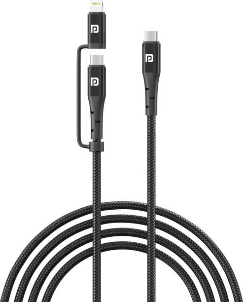 Portronics Lightning Cable 2 A 1.2 m Konnect J6 60W 2-in-1 (Type C to 8 PIN + Type-C)
