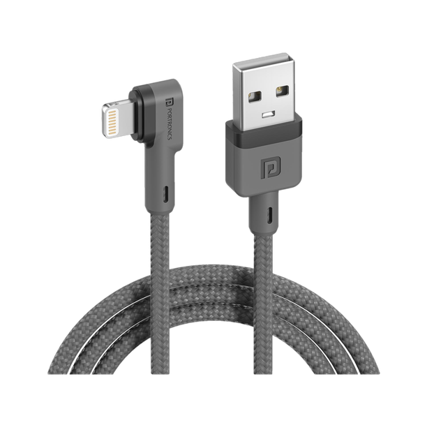 Portronics Lightning Cable 3 A 1.2 m Deuce USB 500 Stress Resistant,Sturdy 2-in-1 Micro Compatible with All Phones With 8 Pin Port, Grey, One Cable, U