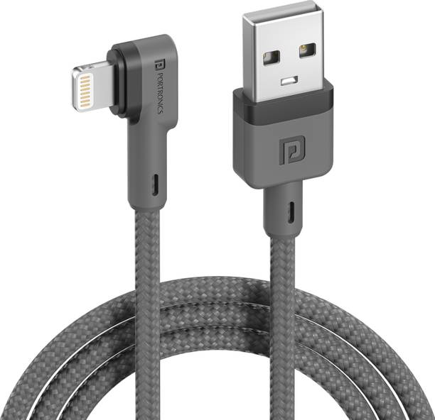 Portronics Lightning Cable 3 A 1.2 m Deuce USB 500 Stress Resistant,Sturdy 2-in-1 Micro