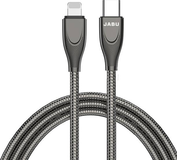 JABU Lightning Cable 2 m Steel Mesh meter Fast Charging Cable Extra Strong C to Lightning