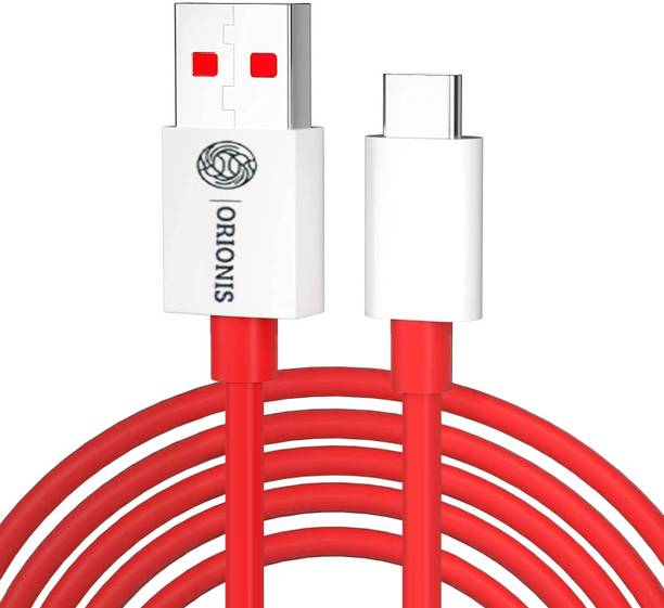 Orionis Power Sharing Cable 1.2 m PVC USB-A To Type C Data Cable 5 Ampr 1.2 Mtr Warp/Dash Charging Compatible with 80Watt Fast Charge & Data Sync Cable SuperVooc/Dash/Warp Fast Charge Cable, Compatible For Oneplus, Samsung, Realme, IQOO, Redmi & Other Type C Devices, One Cable