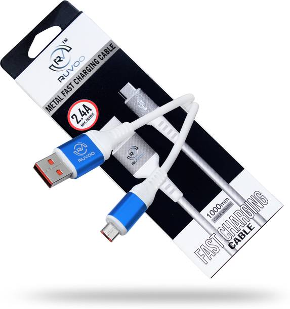 Ruvoo Micro USB Cable 2.4 A 1 m Micro USB Fast Charging Cable with Blue Metal