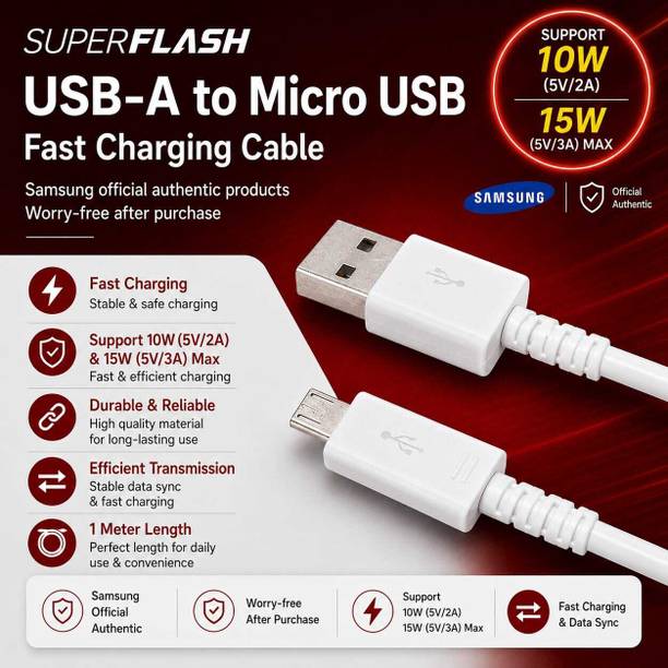 SUPERFLASH Micro USB Cable 2 A 1.5 m SAMSUNG ORIGINAL USB-A to Micro USB