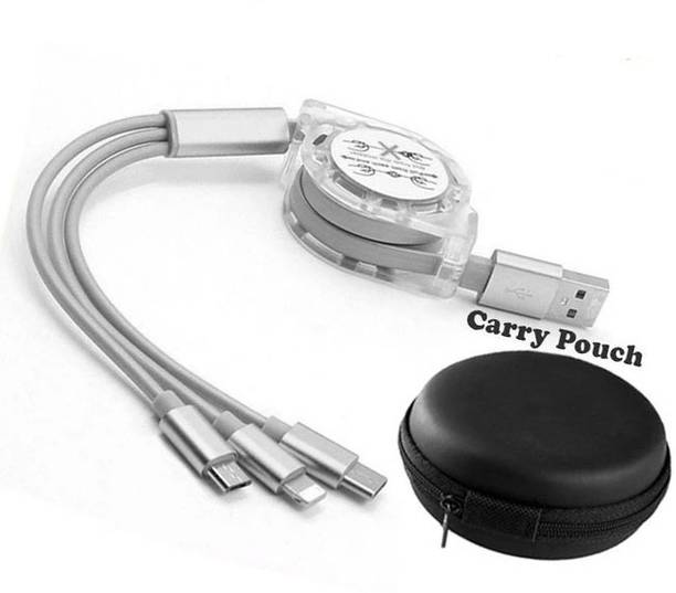 BUFONA Micro USB Cable 2 A 1.3 m Mobile All In One Multiple Data Charging Cable Retractable Charger +Carry Pouch