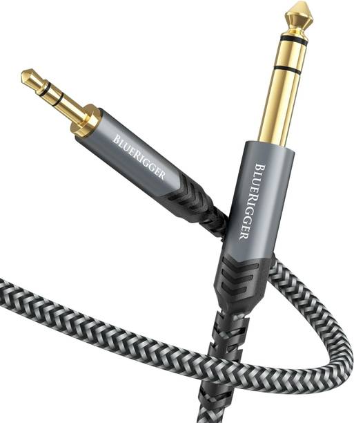 BlueRigger Mono Audio Cable 5 m 3.5mm to 6.35mm Audio Cable (15FT, Bi-Directional, 3.5mm 1/8" Male TRS to 6.35mm 1/4" Male TRS, Braided Stereo Audio Cable)
