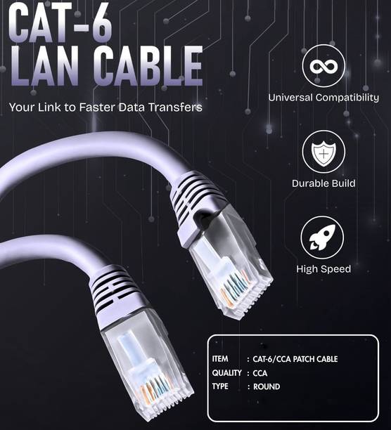 Devaji Patch Cable 3 m Cat6 cable , Patch cord , WiFi Cable , Internet cable