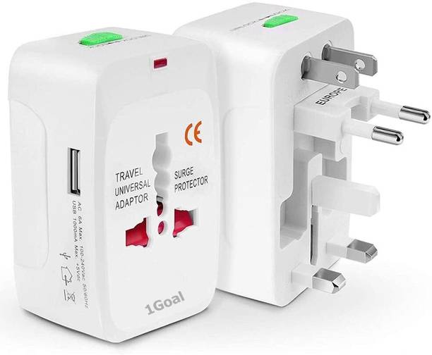 DooBuy Power Cord 0.2 m Universal Travel Adapter, Worldwide All in One Universal Wall AC Power Plug with Dual USB Charging Ports with Protected Electrical Plug