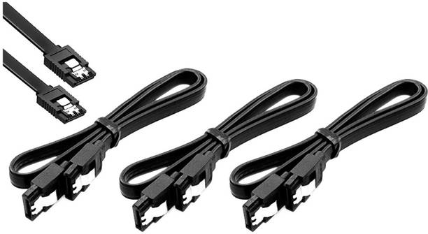 Wizzo Power Sharing Cable 0.3 m (Pack of 3 Pieces) SATA III (SATA 3) Black Data Cable 1.5GB/s, 3GB/s, 6GB/s for Internal Hard Disk Drive and SSD (with Locking Latch)