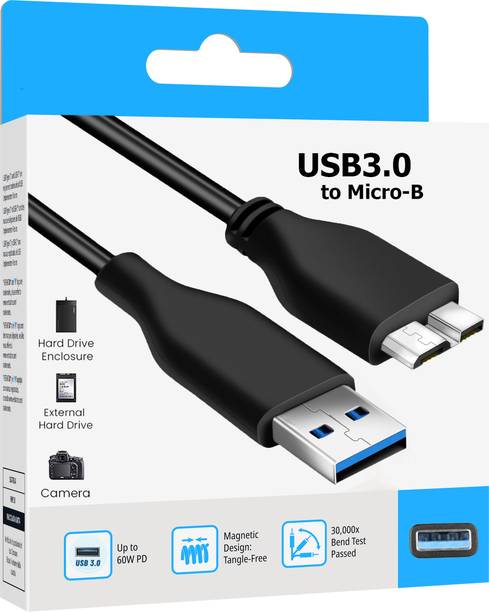 HexaGear Power Sharing Cable 3 A 1 m Copper Braiding Secure Connect USB 3.0 HDD Cable – Reliable Data Transfer