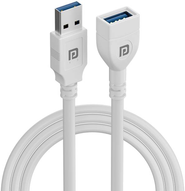 Portronics Power Sharing Cable 3 m Uniconnect,3M USB Type-A Male to Female Extension Cable,High-Quality PVC Build (Compatible with Printers, Webcams, Gaming Console, White, One…