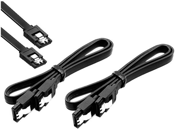Wizzo Power Sharing Cable 0.3 m (Pack of 2 Pieces) SATA III (SATA 3) Black Data Cable 1.5GB/s, 3GB/s, 6GB/s for Internal Hard Disk Drive and SSD (with Locking Latch)