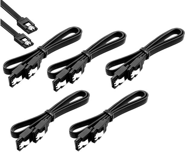 Wizzo Power Sharing Cable 0.3 m SATA III (SATA 3) Black Data Cable 1.5GB/s, 3GB/s, 6GB/s for Internal Hard Disk Drive and SSD (with Locking Latch) (Pack of 5 Pieces)