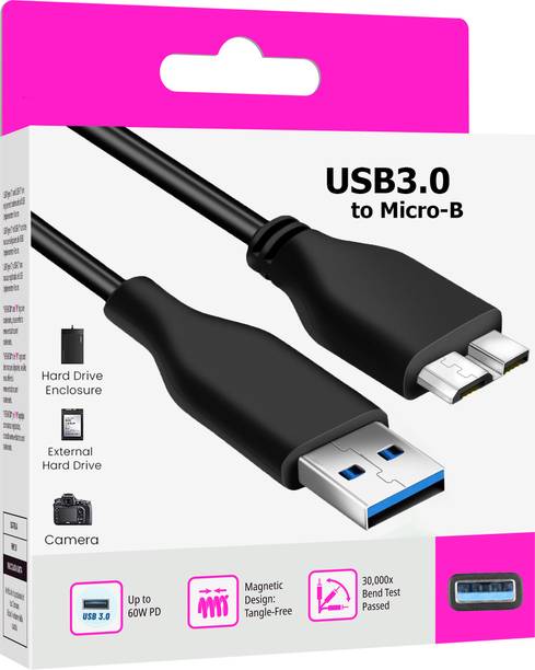 HexaGear Power Sharing Cable 3 A 1 m Copper Braiding Reliable USB 3.0 Hard Drive Cable – Quick & Smooth Data Backup