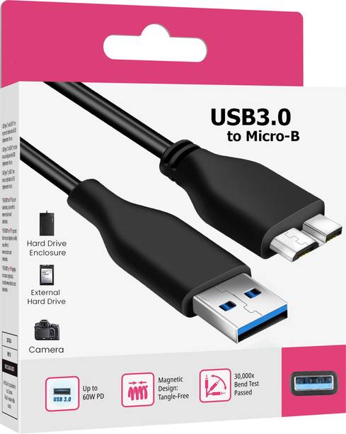 HexaGear Power Sharing Cable 3 A 1 m Copper Braiding Fast Sync USB 3.0 Cable Cord for Hard Disk Drive – Strong & Safe