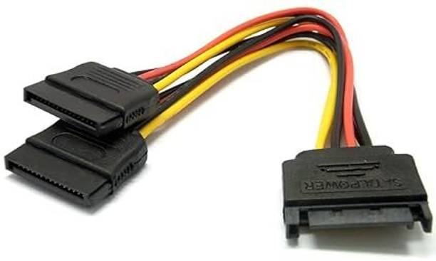 ALRITO Power Sharing Cable 0.15 m 15Pin SATA Power Y Splitter Cable 6 Inch 15-Pin SATA Male to 2X 15-PIN Female Power Extension Cable Adapter for HDD Hard Drive