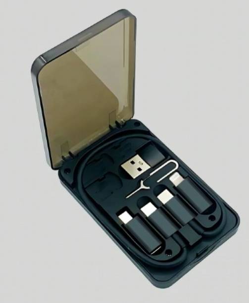 SANNO WORLD Power Sharing Cable 6.5 A 300 m Multi-Functional Compact Cable Card, Portable Storage Box with USB A/Type C/Micro USB/Light USB Adapter Kit