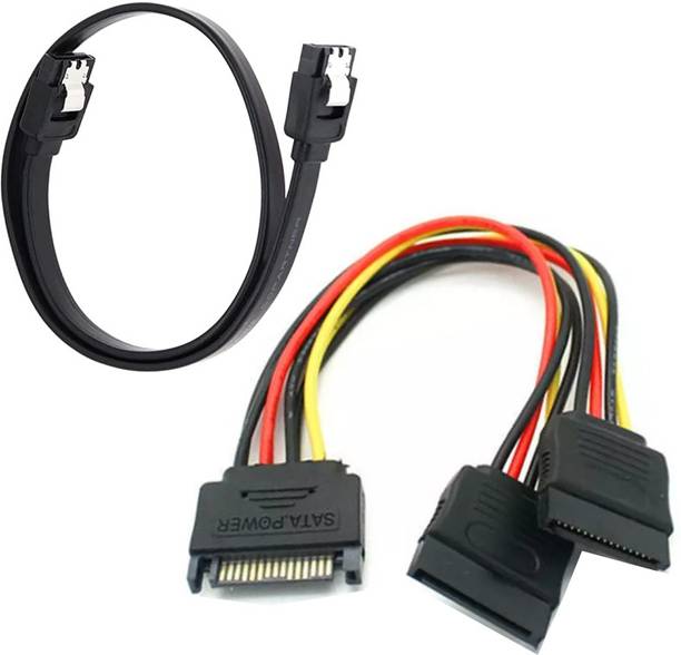 Paruht Power Sharing Cable 0.2 m (1+1) Sata 3 Data Cable with Locking Latch +SATA Male to Dual SATA Female Y