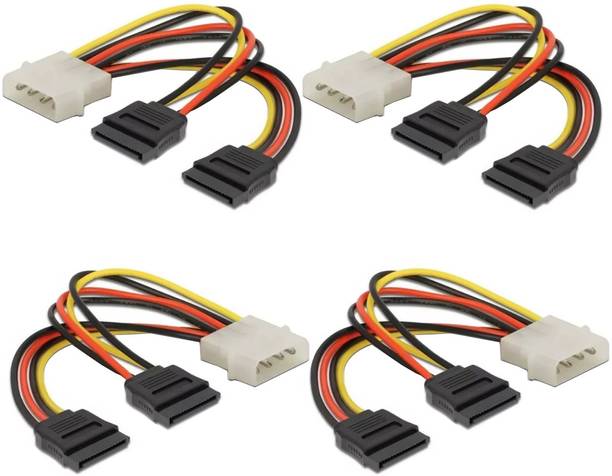 Paruht Power Sharing Cable 0.15 m [4 pcs] 4 Pin Molex to Dual SATA Power Y Cable Adapter