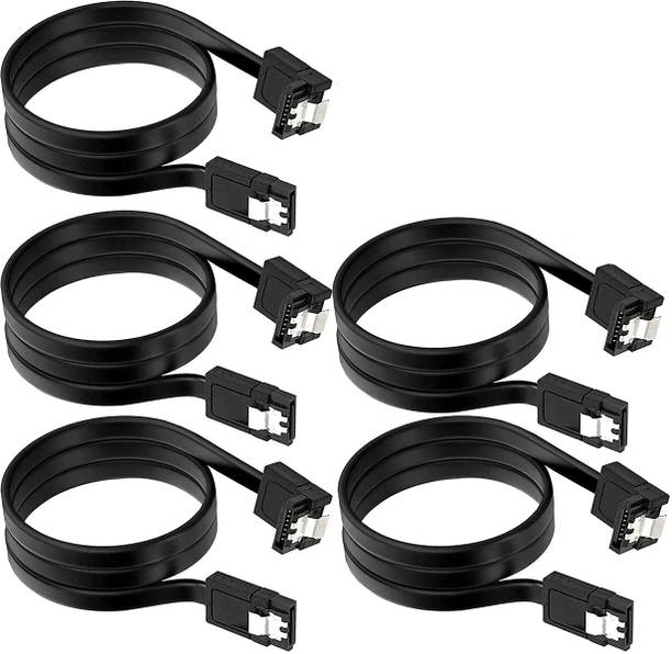 STORITE Power Sharing Cable 0.45 m SATA 3 -90 Degree Right Angle to Straight Data Cable with Locking Latch for HDD & SSD