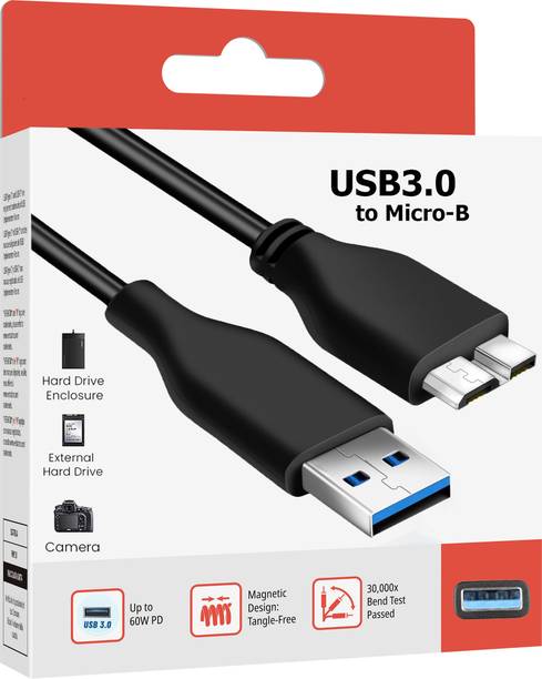 HexaGear Power Sharing Cable 3 A 1 m Copper Braiding Durable USB 3.0 Data Cable for External HDD – Fast, Reliable Transfer