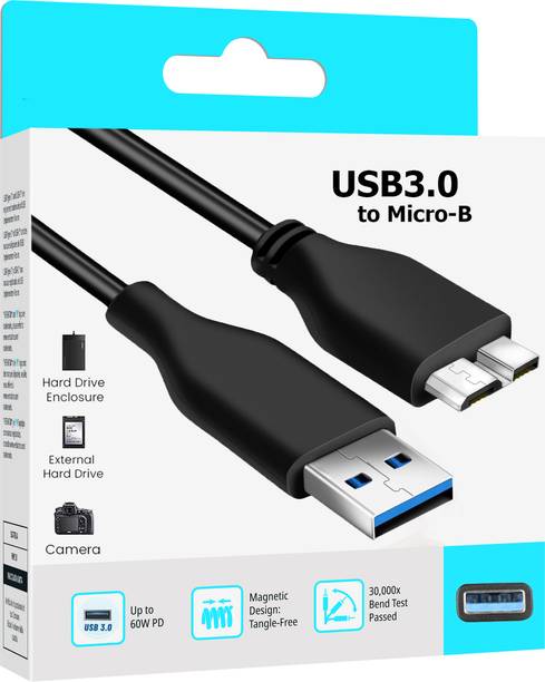 HexaGear Power Sharing Cable 3 A 1 m Copper Braiding Rugged USB 3.0 Cable Cord for Hard Disk Drive – Fast Backup