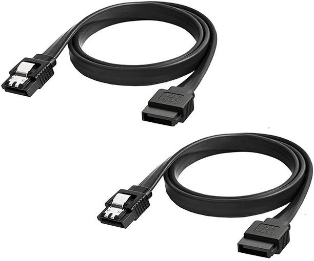 TAAPSEE Power Sharing Cable 0.45 m 2 Pack SATA Cable III 6Gbps Straight HDD SDD Data Cable with Locking Latch