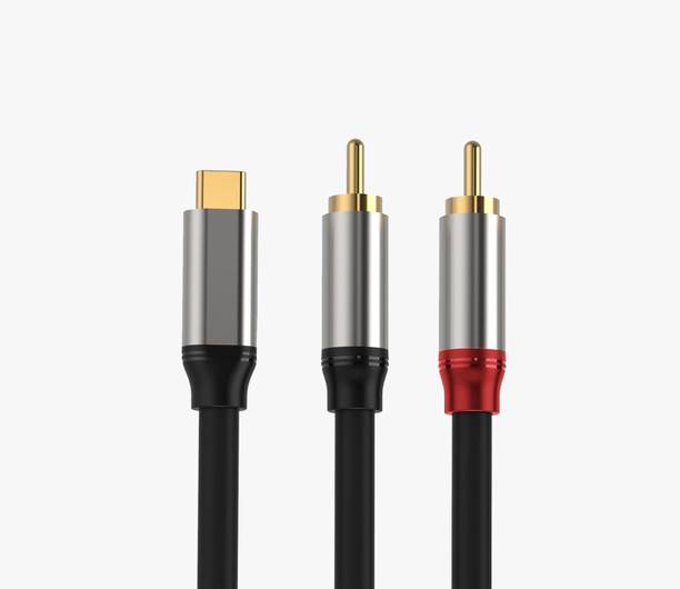 Teffron RCA Audio Video Cable 6.35 m Braided Copper USB Type-C to 2 RCA Audio Cable, Stereo Aux Y Splitter, Gold-Plated Dual RCA Male Connectors, Braided Copper Cable for Smartphone, Tablet, Laptop to Speaker, Amplifier & Home Theater
