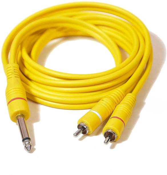 GADGEETI RCA Audio Video Cable 10 m 6.35 Mm 1/4-Inch P38 Male To 2 Rca Male Audio Cable For Guitar,
