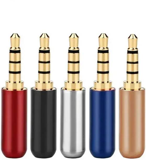 Imaashi Stereo Audio Cable 0 m 3.5mm AUX Plug, Male Stereo TRRS Soldering Connector - Metal Audio Jack for Headphone Earphone Cable Repair DIY- Multicolor (Pack of 5)