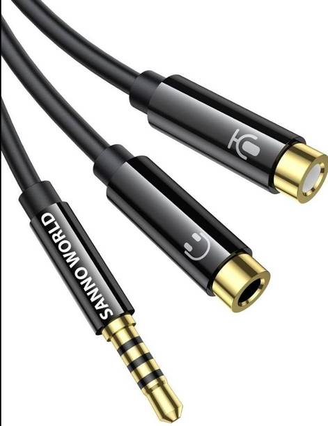 FUZBERRY Stereo Audio Cable 0.3 m Black Gold Plated 3.5mm Stereo 2 Male to 1 Female Y-Splitter AUX Cable