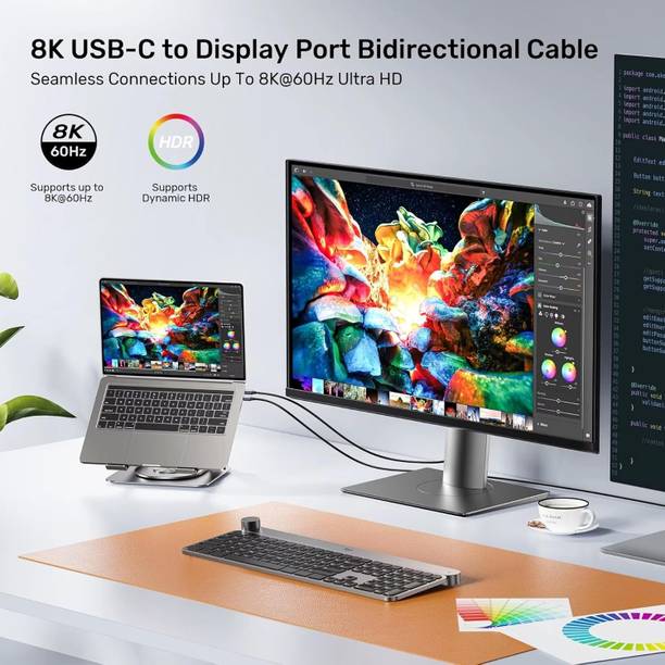 Etzin Thunderbolt Cable 1.8 m 8K@60Hz Bidirectional USB C to DisplayPort Cable 1.8M, Type C Thunderbolt 3/4 to DP Cable 8K@60HZ,4K/144HZ/120HZ,2K@360HZ
