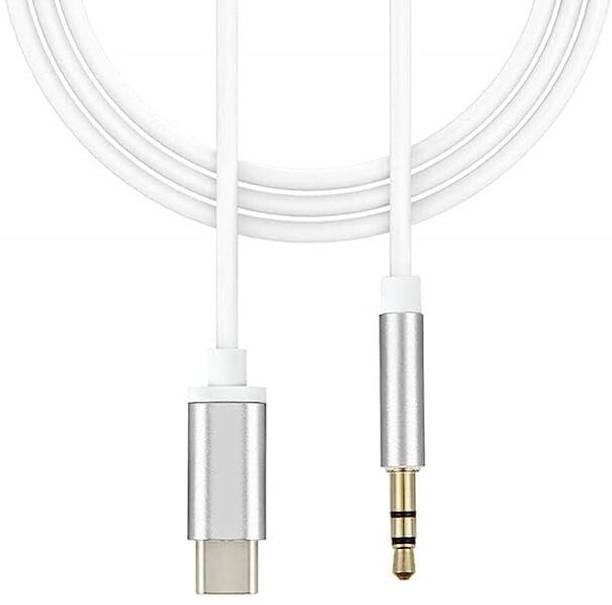 1Goal Type C 1 m 3.5mm Male to Type-C Male Audio AUX Cable for Car, Laptop, Speaker, Android Phones 1.5m(White)